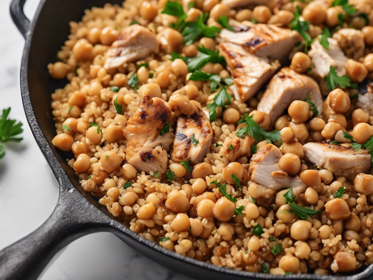 One-Pan Wonder: Lebanese Chicken & Chickpea Bulgur Pilaf (Packed with Flavor!) 